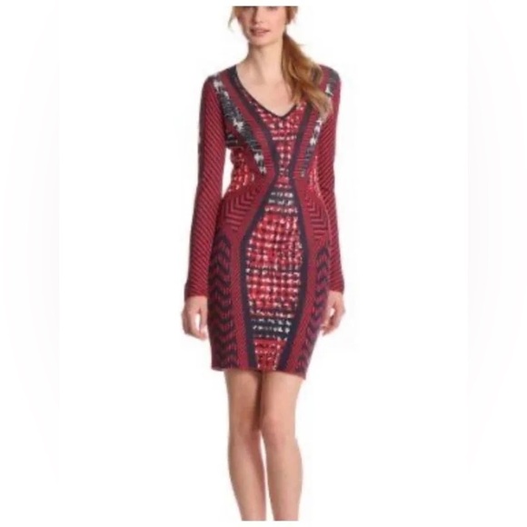 BCBGMAXAZRIA Glynn Silk Blend Bodycon Knit Dress, Multicolor, XS - Picture 11 of 11